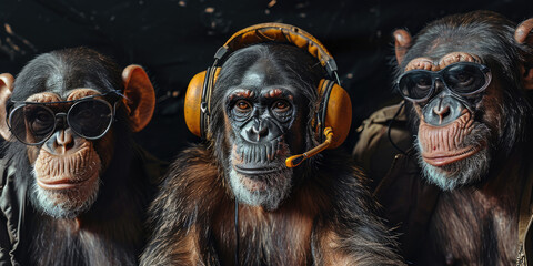 Coole Affen mit Kopfhörer