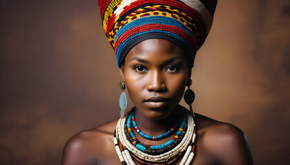 Tribal Heritage. Portrait of Native African person from a tribe. Cultural concept.
