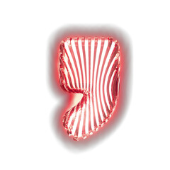 White symbol with ultra thin red luminous vertical straps