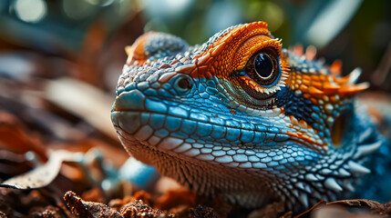 Obraz premium Close up of a blue chameleon (Pogona vitticeps). 