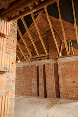 Empty loft of residential building under construction