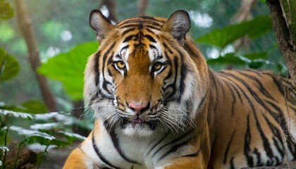 Fototapeta na wymiar Fierce Tiger Close-up Portrait