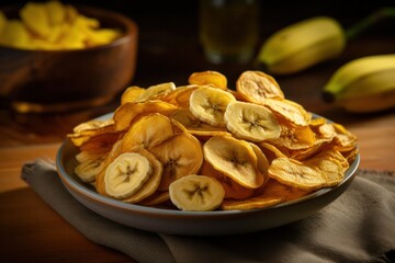 homemade banana chips in the kitchen