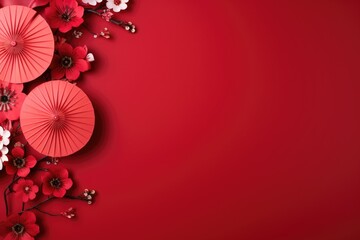 Obraz premium Chinese new year festive background with red decoration