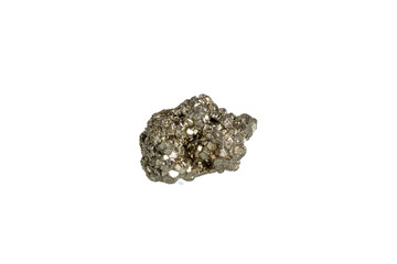 pyrite mineral stone macro on white background
