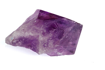 Amethyst mineral stone macro on white background