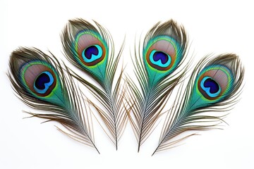 Obraz premium Peacock feathers on white background