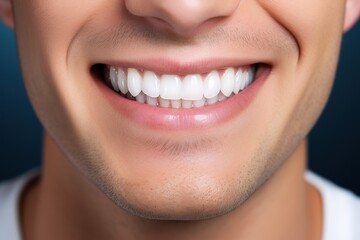 Smile with white healthy teeth of young man
