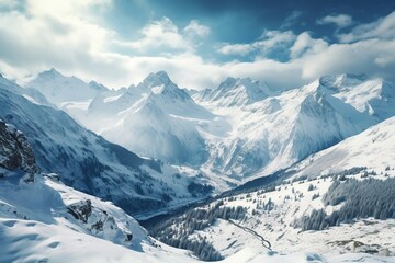 Mountain peak covered by snow