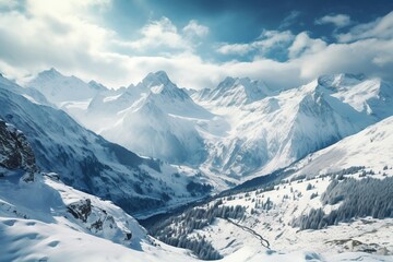 Mountain peak covered by snow