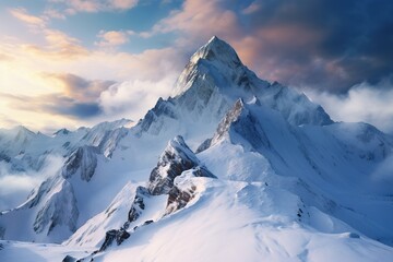 Mountain peak covered by snow