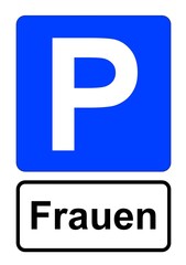 Illustration eines blauen Parkplatzschildes mit der Aufschrift 