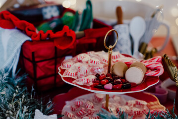 kids for Christmas new year’s eve day making cookies for santa decorations presents santa claus kitchen Father Christmas, Saint Nicholas cat dog poodle cookies dough tree ornaments holiday