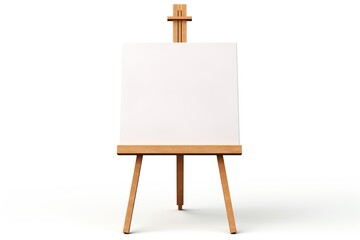 Wooden easel with blank canvas isolated on white background