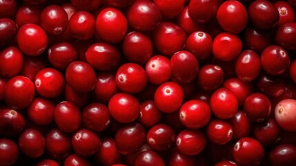  a close up of a bunch of cranberries with a lot of red berries in the middle of it.