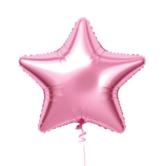 pink star helium balloon. Birthday balloon flying for party and celebrations. Isolated on white background. Generative AI