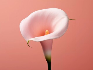 Beautiful calla with a white petal on a pink background, Ai generator