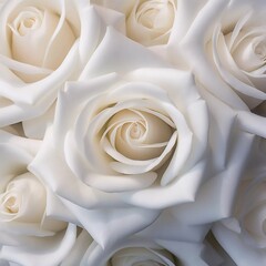 Close-up of white rose petals, AI generator