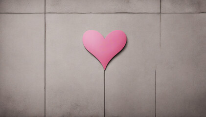 Pink heart on weathered concrete wall