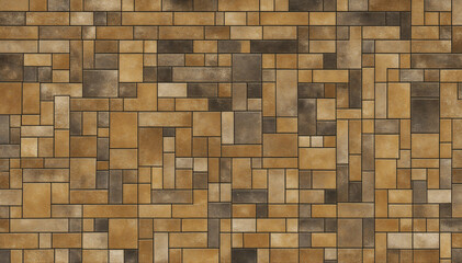 Aged yellow brown mustard vintage patchwork tile wall texture	bg