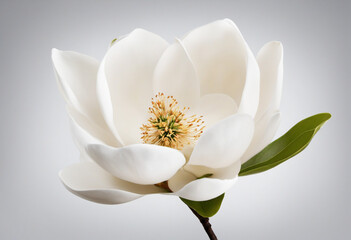 Elegant magnolia flower on white background