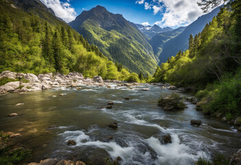Fototapeta na wymiar Beautiful Verzasca Valley in Ticino