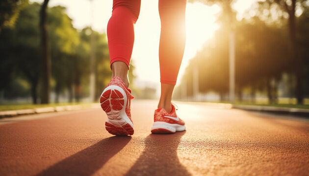 girl tie her shoe before run on track race in the public park
