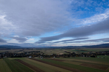 Southern Poland landscape, mountains, autumn, day, sun, sky, clouds, Klodzka Basin, dramatic and majestic scenery