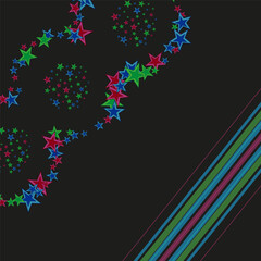 Abstract background with stars and stripes in green, pink, and blue, poster design, cards for your text