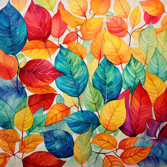 Fototapeta na wymiar leaves colorful watercolor
