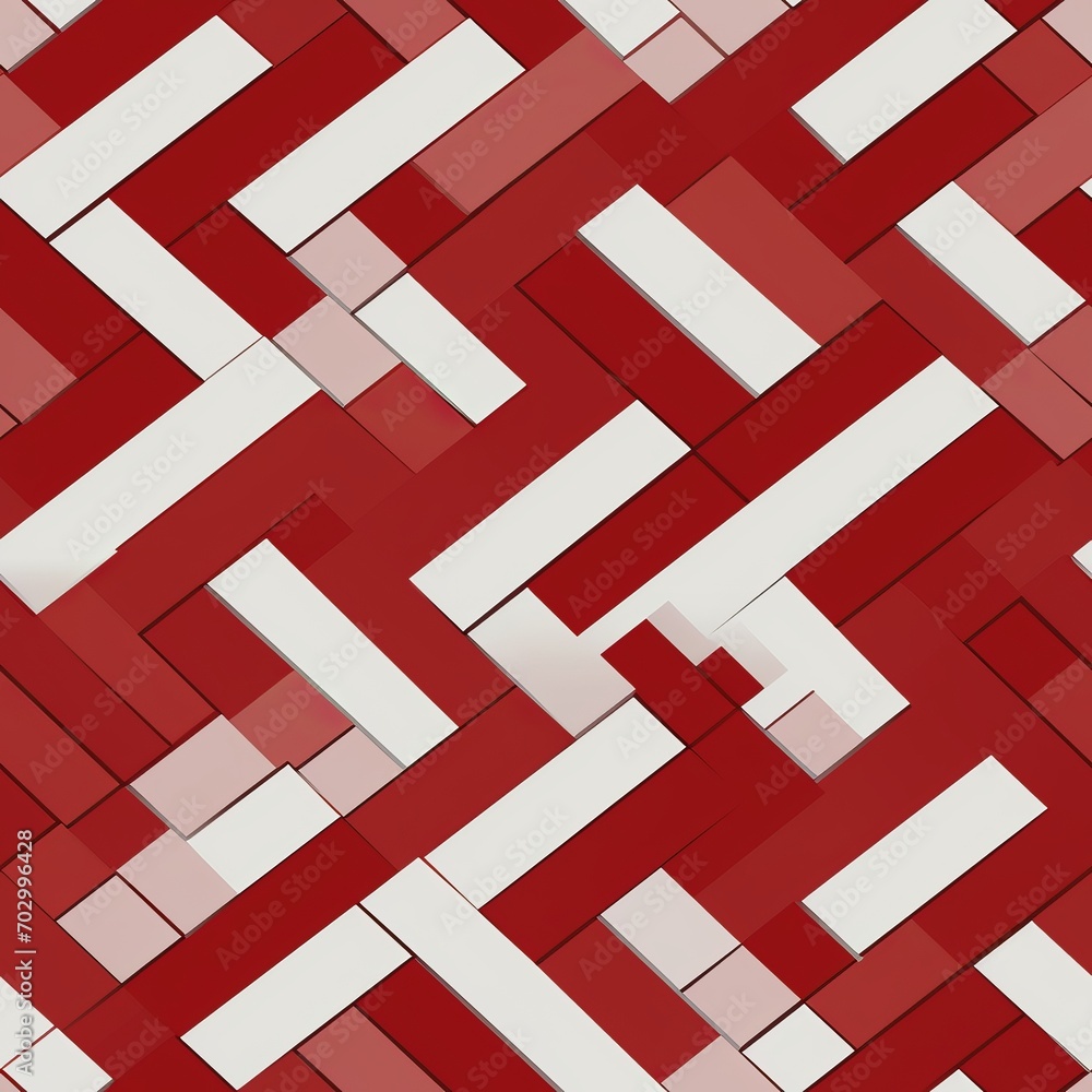 Poster intricate and visually captivating abstract geometric seamless pattern in vibrant shades of red
