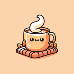cute vector design illustration of a cup of warm coffee