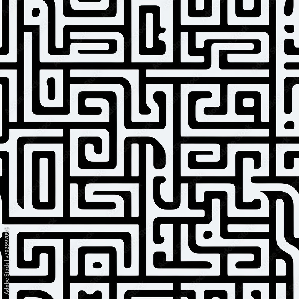 Poster intricate abstract geometric seamless pattern in black colors with symmetrical design elements
