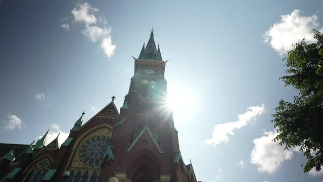  VIew of Oscar Fredriks church, built in 2 of April 1893 by Bishop Edvard Herman Rohde, Church, view of Oscar Fredrik church and beautiful city in the background, 