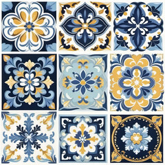 Mediterranean blue tile patterns, Portuguese tile patterns, ceramic tile pattern for kitchen, bathroom, 