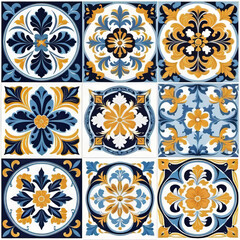 Mediterranean blue tile patterns, Portuguese tile patterns, ceramic tile pattern for kitchen, bathroom, 