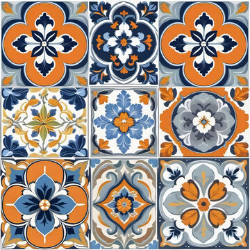 Mediterranean blue tile patterns, Portuguese tile patterns, ceramic tile pattern for kitchen, bathroom, 