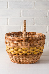 wicker basket made of willow. mushroom basket - 702999448
