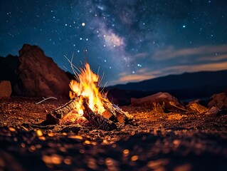 Campfire Under the Starry Sky