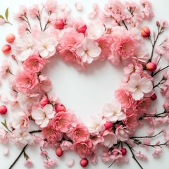 Heart-Shaped Flowers and Cherry Blossoms for Valentines Day, Roses, Ranunculus, Daisies, Dahlias, etc. 