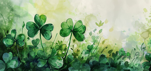 St. Patrick’s Day in watercolor style with copy space - obrazy, fototapety, plakaty