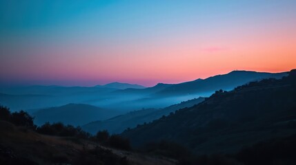 Naklejka premium A stunning view of the sunrise at blue hour, with a serene atmosphere and the beauty of the sky painted in shades of blue and purple