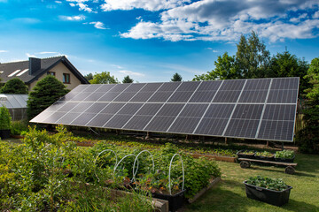 photovoltaics on a private plot with a garden