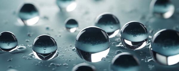 Macro of blue gel balls. Watery polymer hydrogel background. Crystal liquid. 