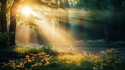 Captivating easter sunrise or sunset, warm glow on tranquil landscape, radiating hope and renewal.