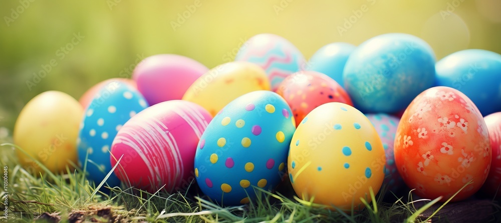 Poster abstract bright spring easter blurred defocused background with copy space for text placement