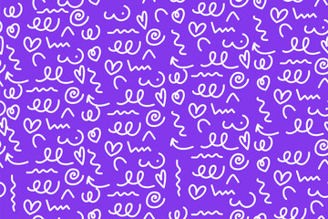 Seamless pattern with simple abstract and geomtric and organic freeform shapes. Vibrant colors. Vector illustration