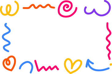 Frame with simple abstract and geomtric and organic freeform shapes. Vibrant colors. On white background