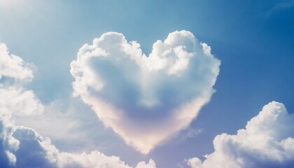 Naklejka na ściany i meble Heart-shaped Cloud on a Blue Sky