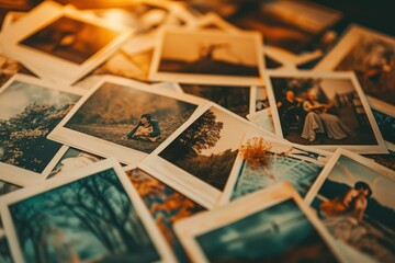 A collage of Polaroid photos with romantic moments and memories, a personal and nostalgic celebration of love's journey